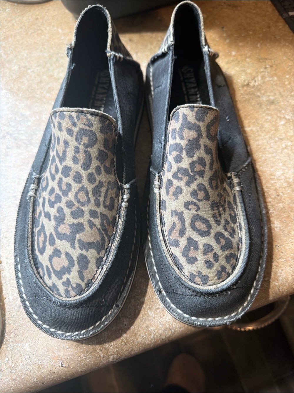 Shyanne Leopard Print Slip-On Loafers in Black and Brown